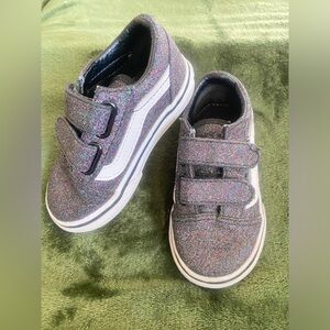 Black sparkly Velcro vans 5c old skool